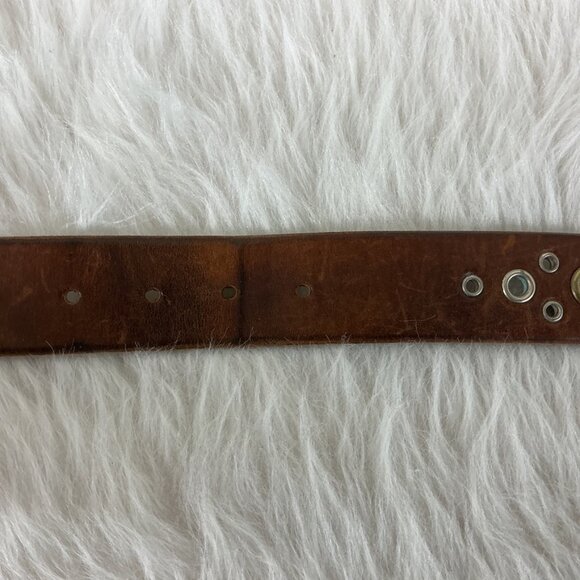 Vintage 90s Y2KJeff Gallea LA Brown Leather Grommet Studded Boho Western Belt  L main image 6